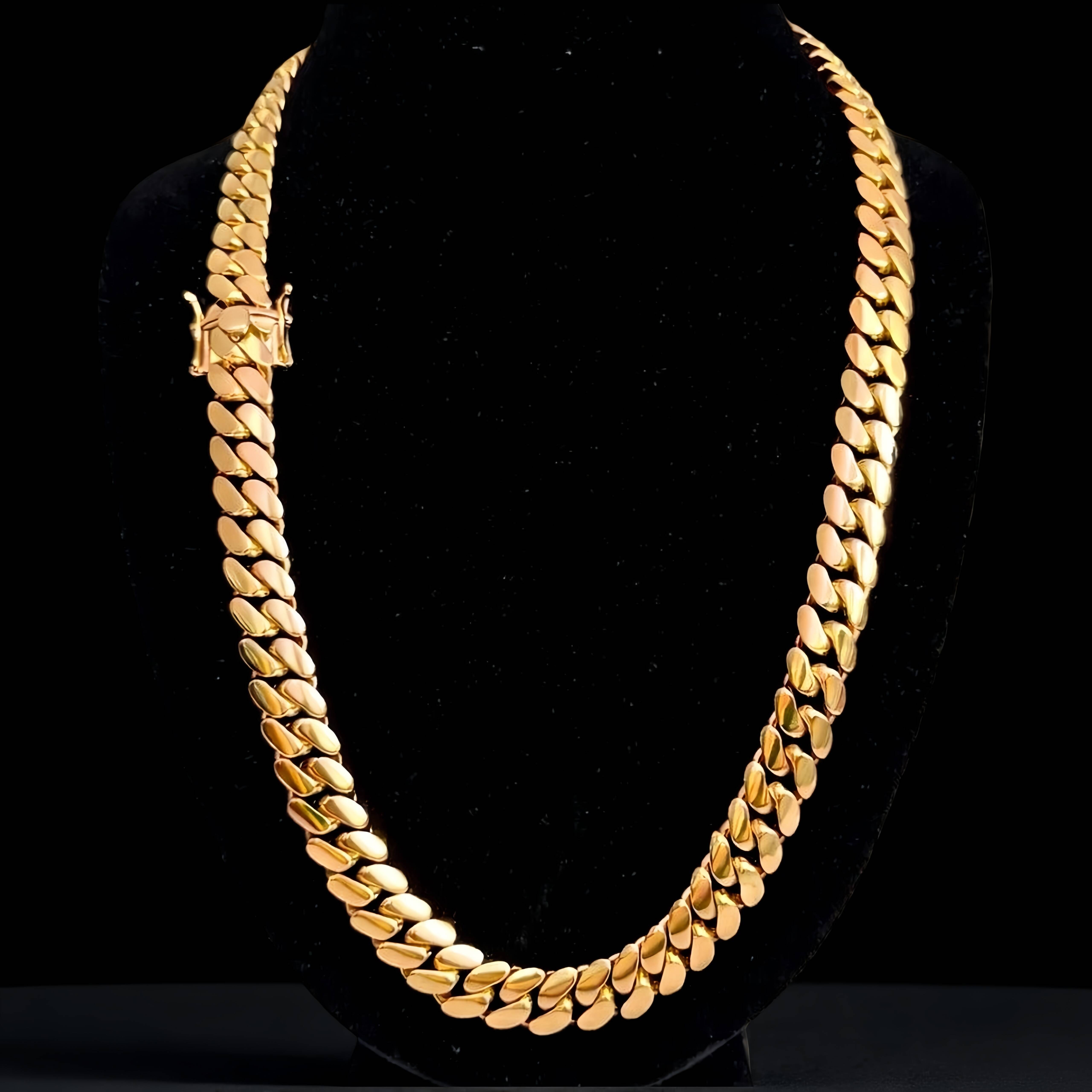 High Quality Seamless Welding Gold Plated 12mm Plain Cuban Link Chain 925 Sterling Silver Craftsmanship Cuban Chain