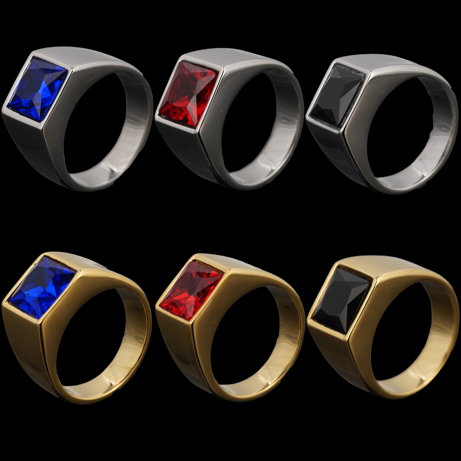 R3363 Mens/Women High Quality 316L Stainless Steel Onyx Party Rings Fashion Trend Jewelry 250701