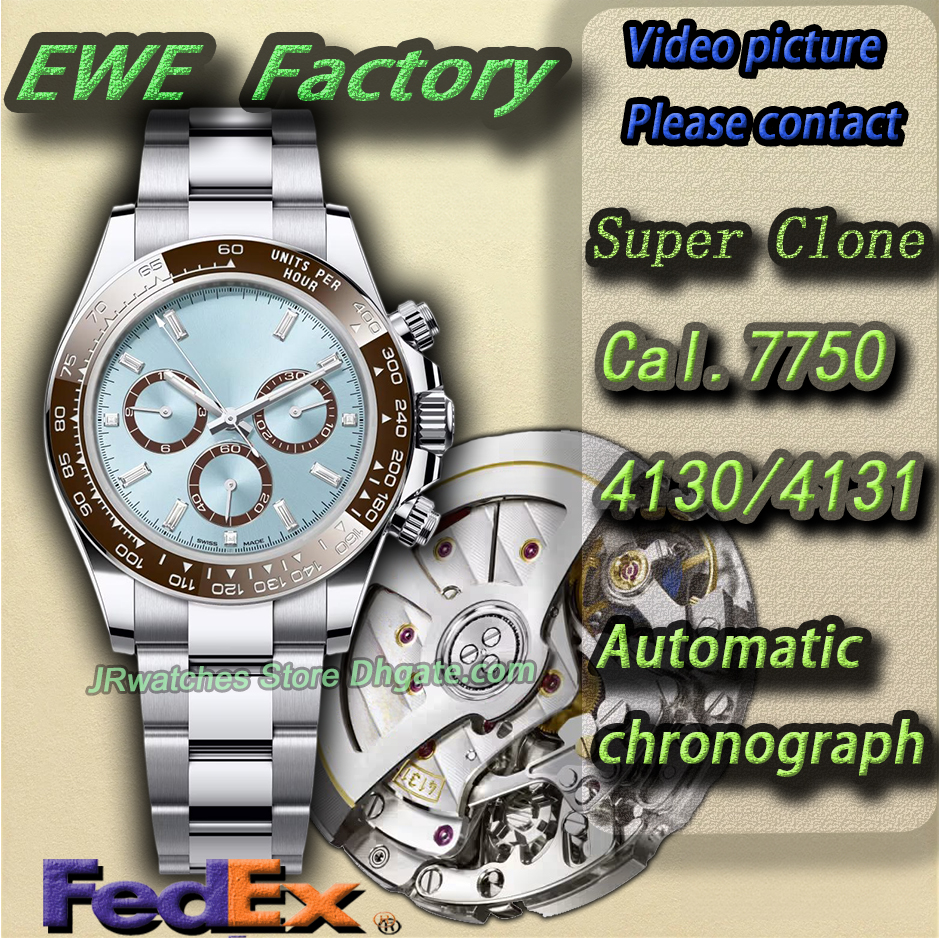 Luxury Men's Brand Sporty Chronograph Timer Watch EWE Factory Super Clone Cal.7750/4130/4131 Automatic Mechanical Movement 904L Steel Luminous