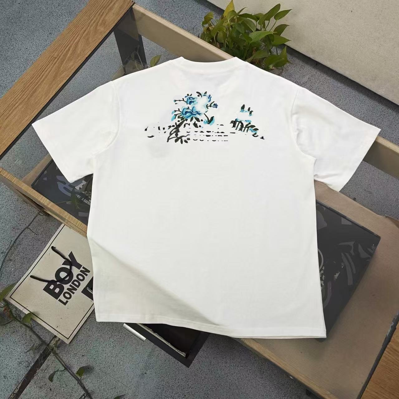 D High-quality T-shirt with embroidered flower and letter patterns, unisex casual wear-image-1109510969