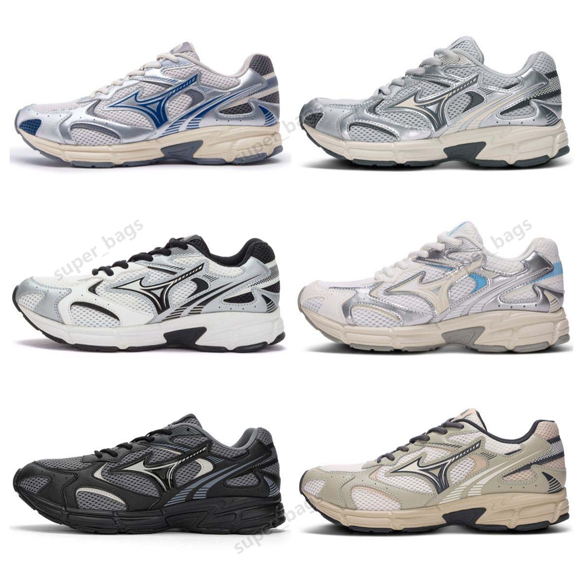 Mizuno Y2K Retro Mesh Running Sneakers Light EVA Cushion Platform Dad Shoes Men Women Couple Casual Height Increasing Sports Footwear Size 36-45