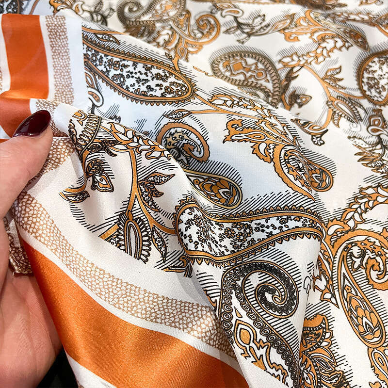 70Cm Silk For Women, High-End European And American Style, Hot-Selling Printed Fashion Neck Scarf, Vintage Paisley Cashew Flower Satin Square Scarf