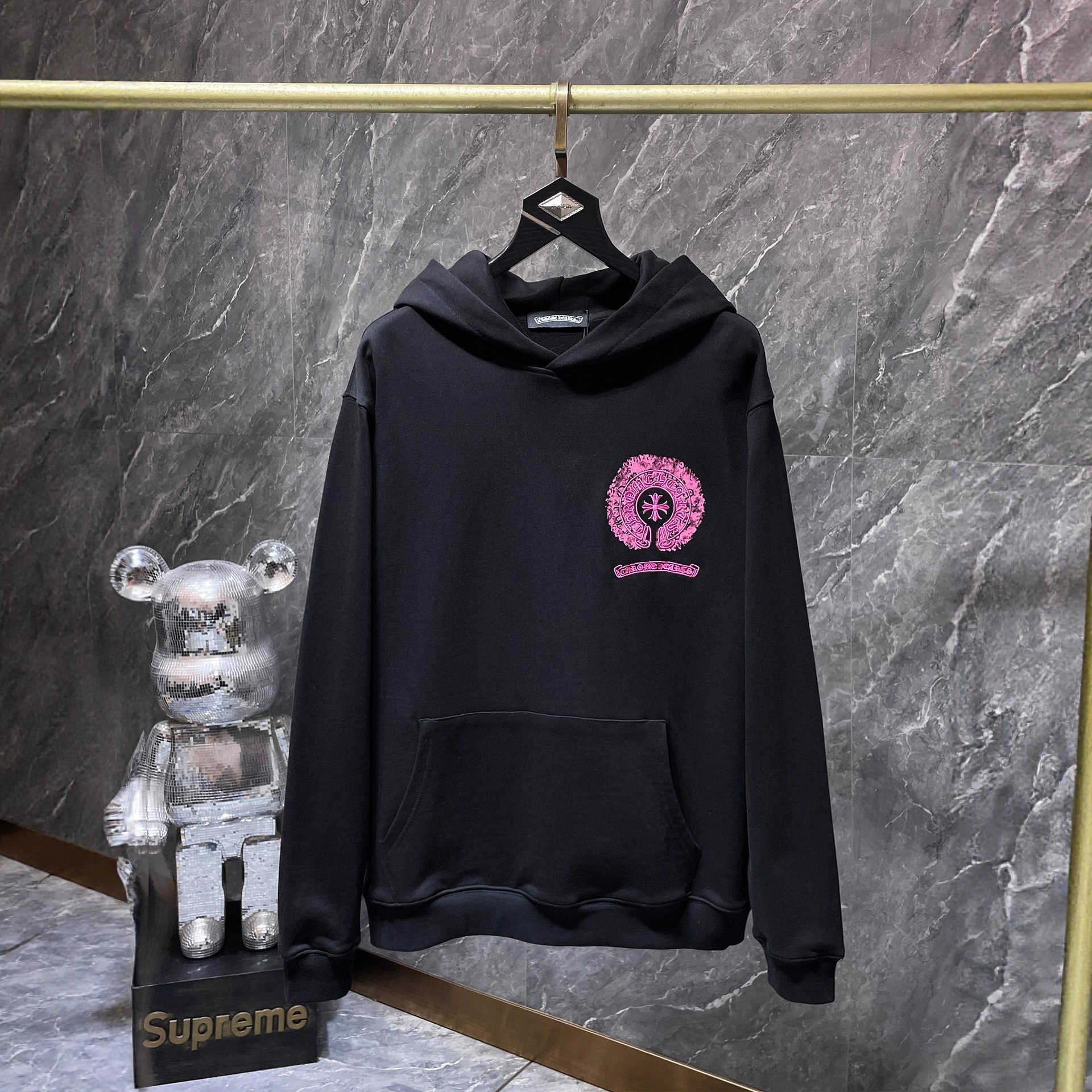 High quality designer clothing Correct version of CH Cros new autumn and winter colorful ghost image horseshoe embroidered splash-ink hooded sweatsh