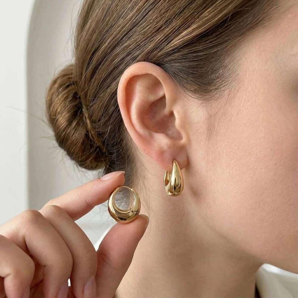 Minimalist Smooth Wide Cicle Metal Hoop Drop Earrings For Women Men Punk Geometric Round Statement Earring Trendy Jewelry Gift
