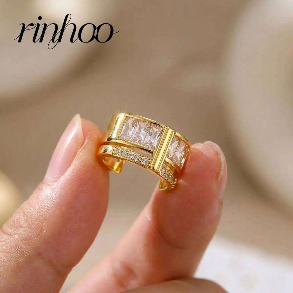 Rinhoo 1PC Minimalist Hollow Double Layer Zircon Clip Earrings For Women Men Geometric No Piercing Ear Cuff Versatile Jewelry