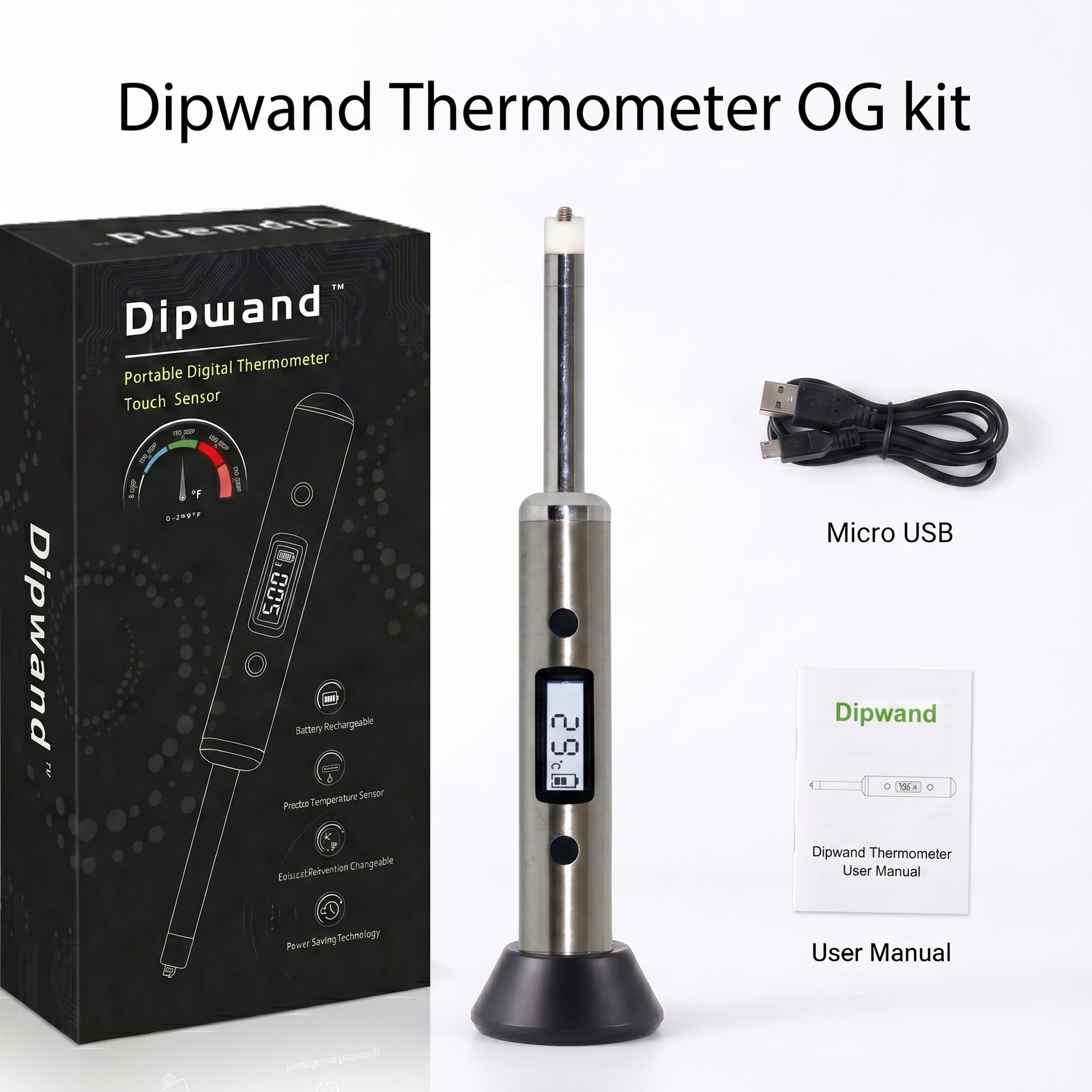 Dipwand Stainless Steel Color Dab thermometer for quartz banger temperature, Designed for Quartz Surface Glass Temperature Measuring, Portable, 0-image-1109473601