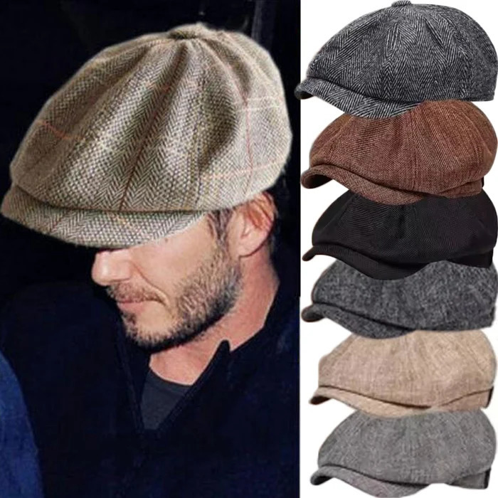 Fashion Spring and Autumn Retro British Style Cap for Men Classic Vintage y Octagonal Flat Cap Cotton Ascot Caps Beanie 260608BJ