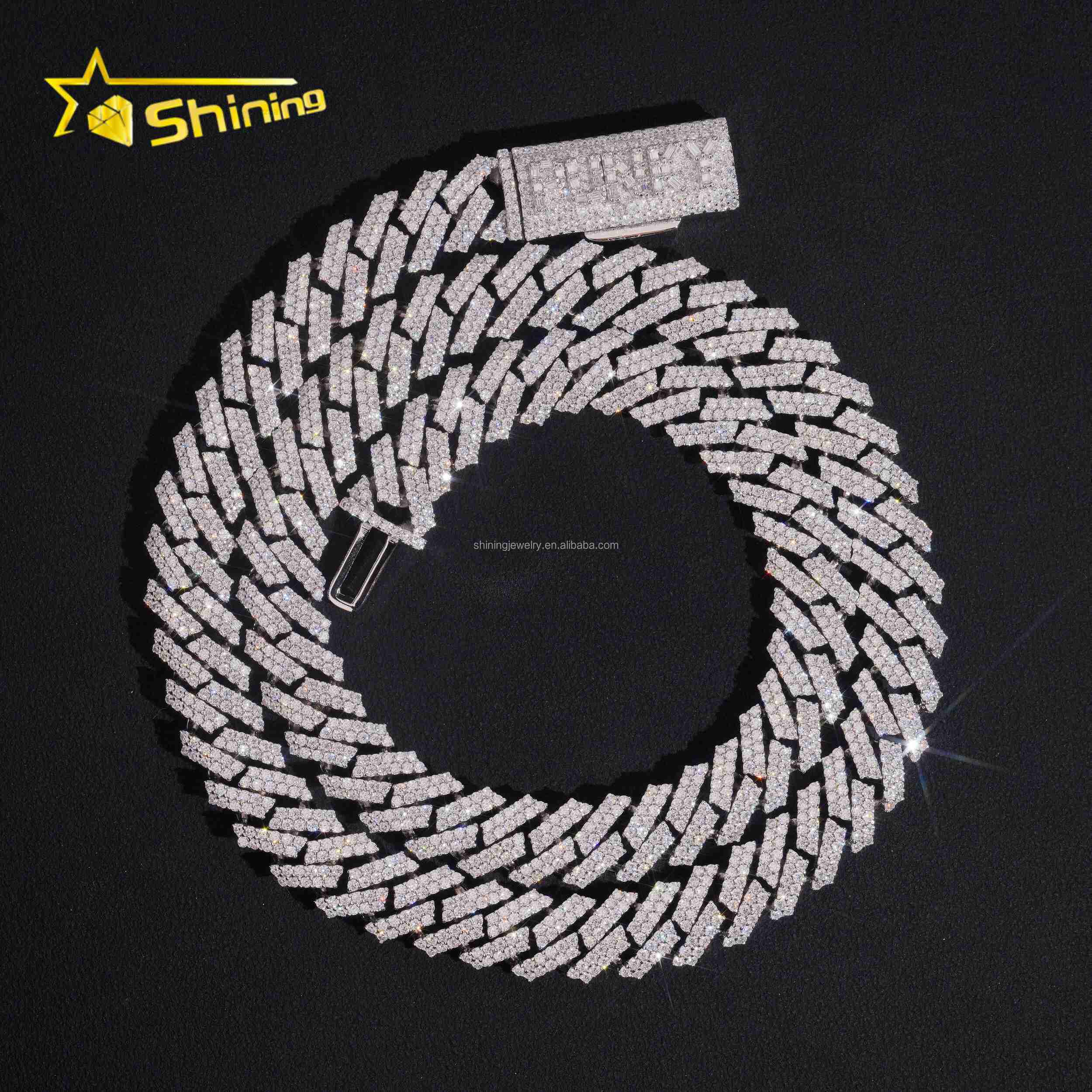 Personalized Name Lock GRA Certificate 12mm Two Rows Iced Out Moissanite GRA S925 Sterling Silver Hip Hop Miami Cuban Chain