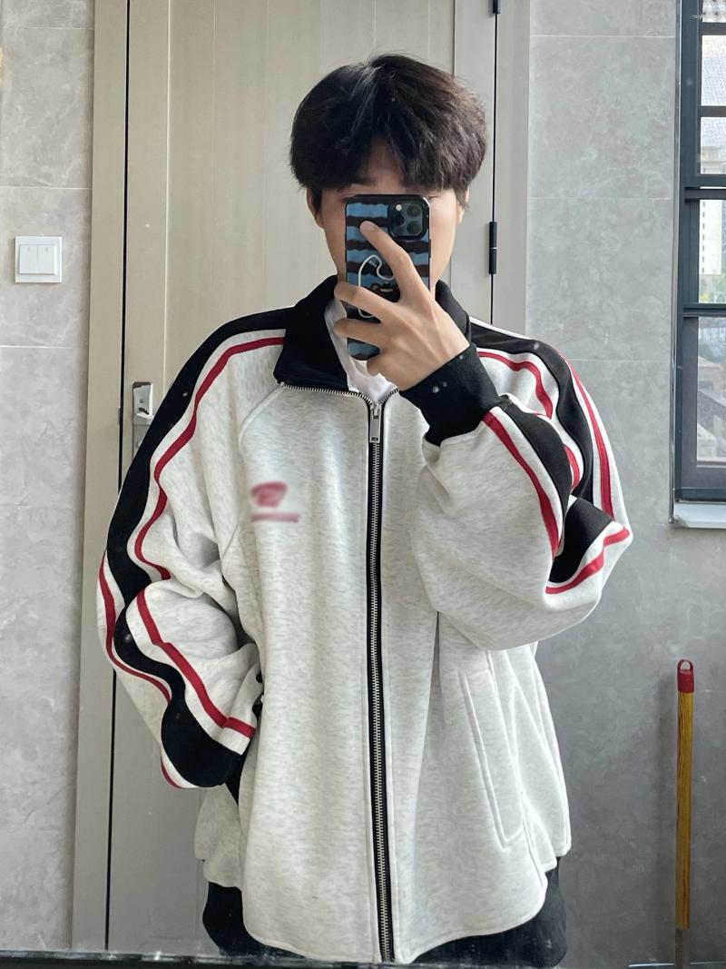 Men's Sweaters Baseball Jaet Stripe Pattern Stand Collar Spor Outerwear Autumn College Sle Open Cardigan Sweatirt Premium Feeling