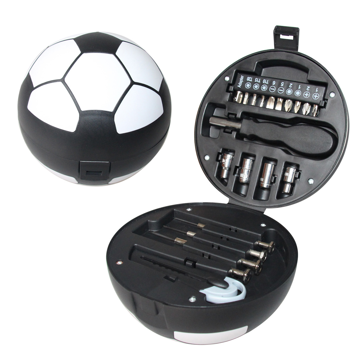 Football-Shaped Hardware Tool Set Includes 4PCS Sockets 10PCS Screw Bits 1PCS Crescent Wrench Handle 4PCS Precision Screwdrivers 1PCS Utility Kni-image-1109493700