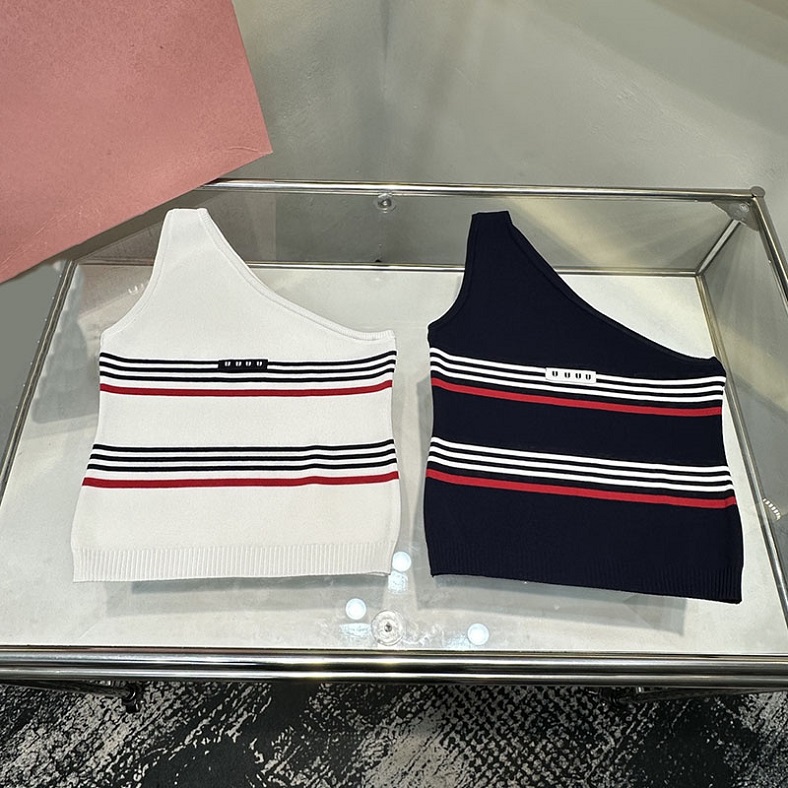 Femmes rayé concepteur gilet été Sexy Vintage une épaule Camisoles plage vacances fête polyvalent débardeurs