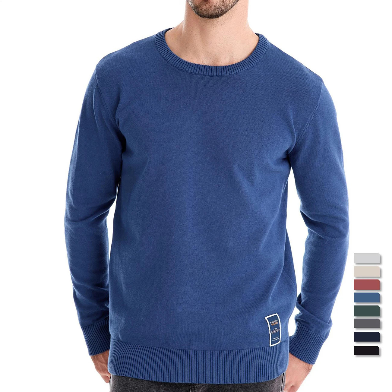 AIOPESON Mens Solid Cotton Crew Neck Knitted Pullover Sweaters Casual Fashion Classic Sweater for Men 260608