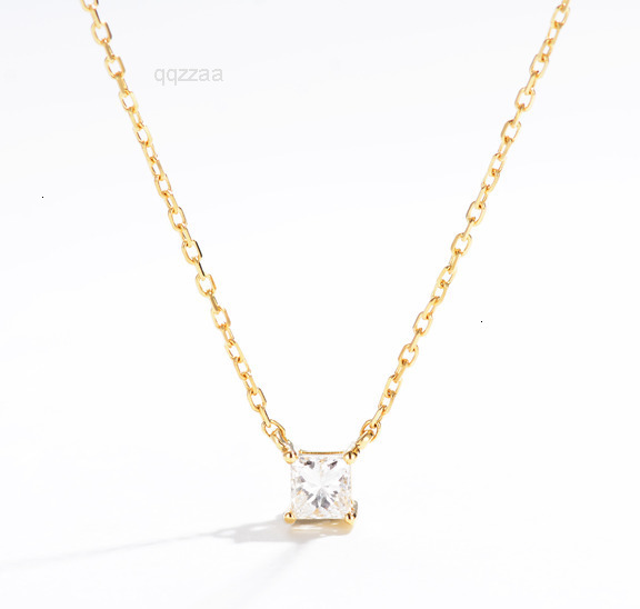925 Silver VVS Princess Cut D Color Moissanite Diamond Necklace Women Fine Jewelry