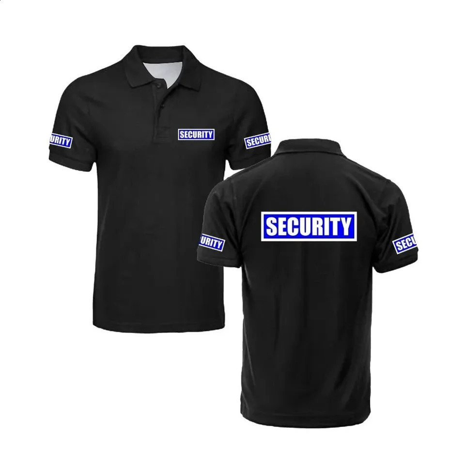 Security Classic Black White Breathable Quick Drying Guard Bodyguard Uniform Work Clothes Mens Polo Shirt Wholesale 260608BJ 4c