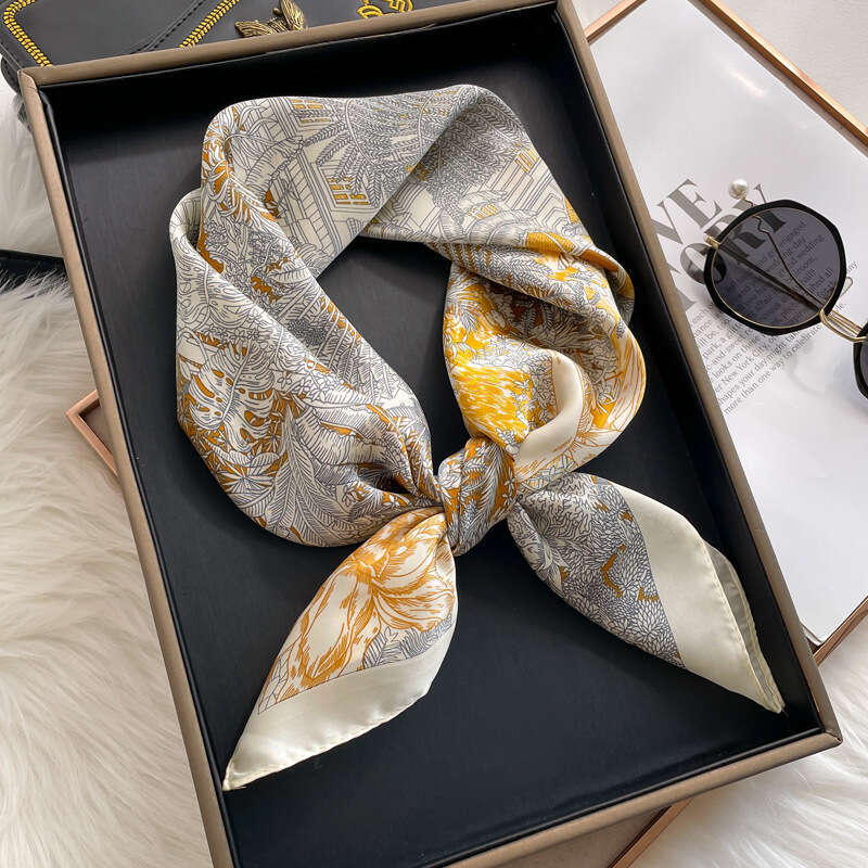 Stylish Small Silk Korean INS Style Versatile Fashion Spring And Autumn Decorative Square Hair Bag Tie Thin Scarf Laotie Laotie