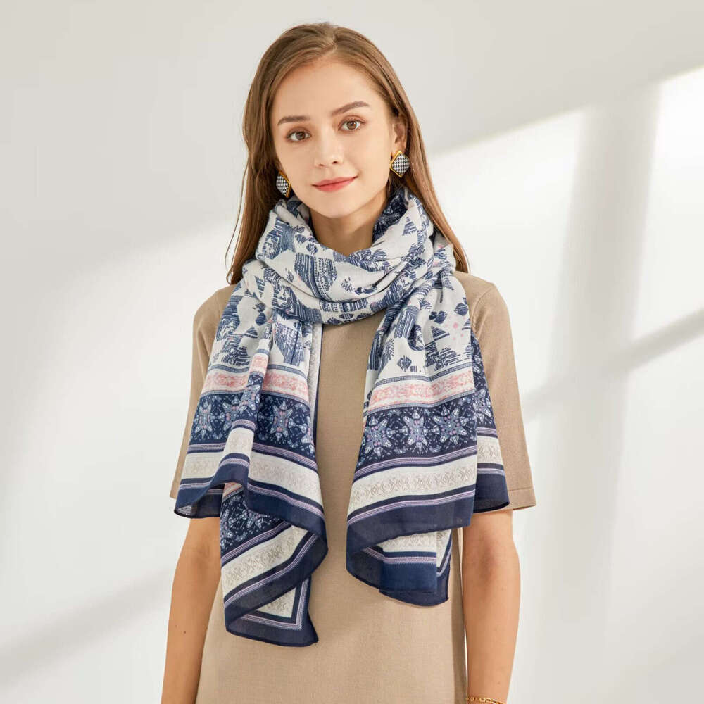 Imitation Cotton-Linen Ethnic Style Travel Shawl Women, Warm Neck Scarf, Dual-Use Silk Scarf For Women Laotie Laotie