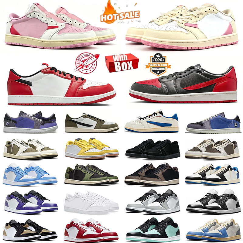 1s low Basketball Shoes Designer for Men Women 1 Sneakers Tropical Pink Black Phantom Tropical Pink Sail Medium Olive T S Outdoor Sports Trainers Sn
