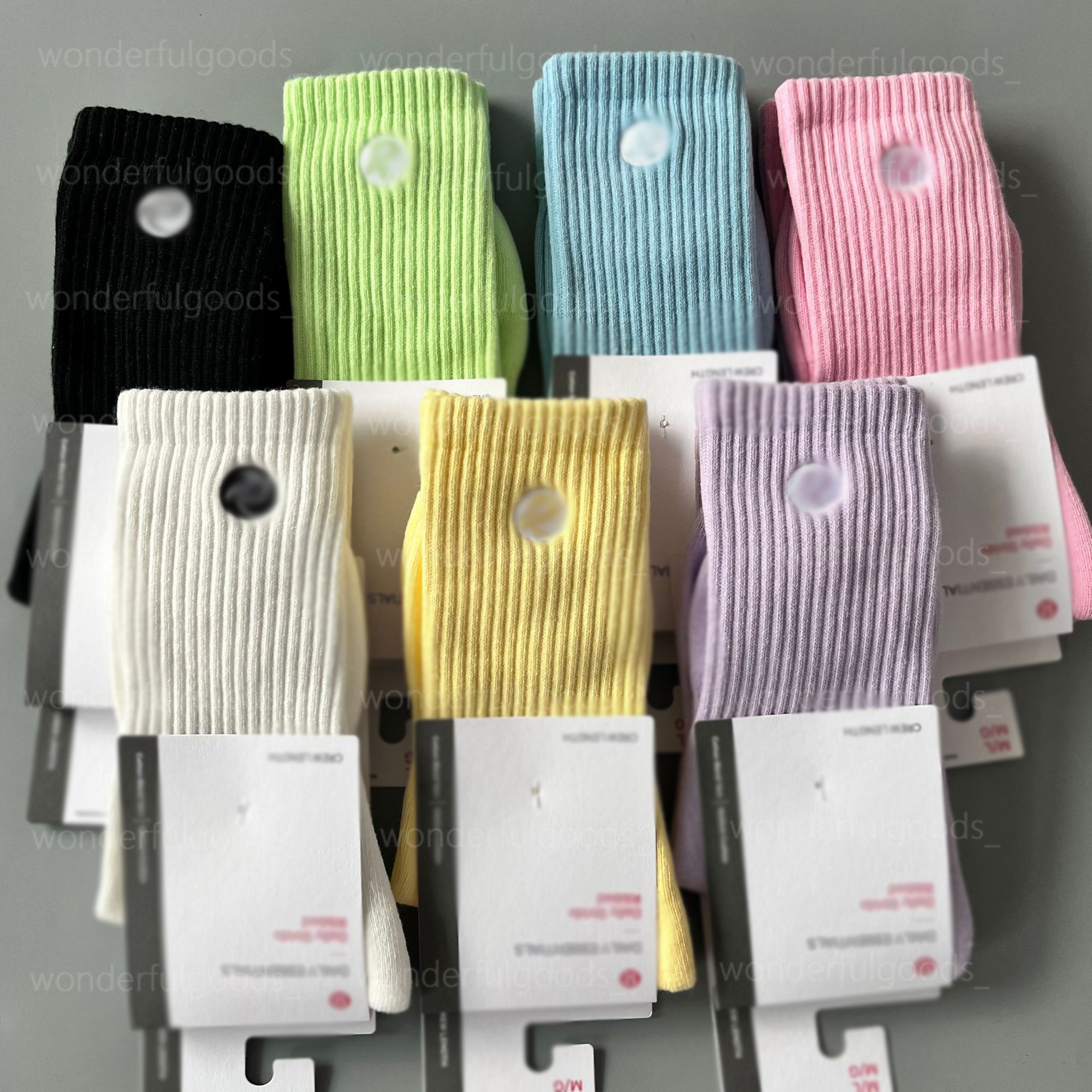 Womens Yoga Socks Classic Embroidery Thick Towel Bottom Breathable Non-Slip Athletic Mid Calf Casual Sports Socks-image-1109478231