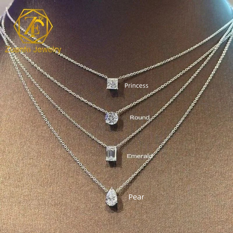IGI Certificate 14K 18K Solid Gold 1ct 15ct 5ct CVD Pear Round Oval Lab Grown Diamond Solitaire Pendants Necklace Fine Jewelry