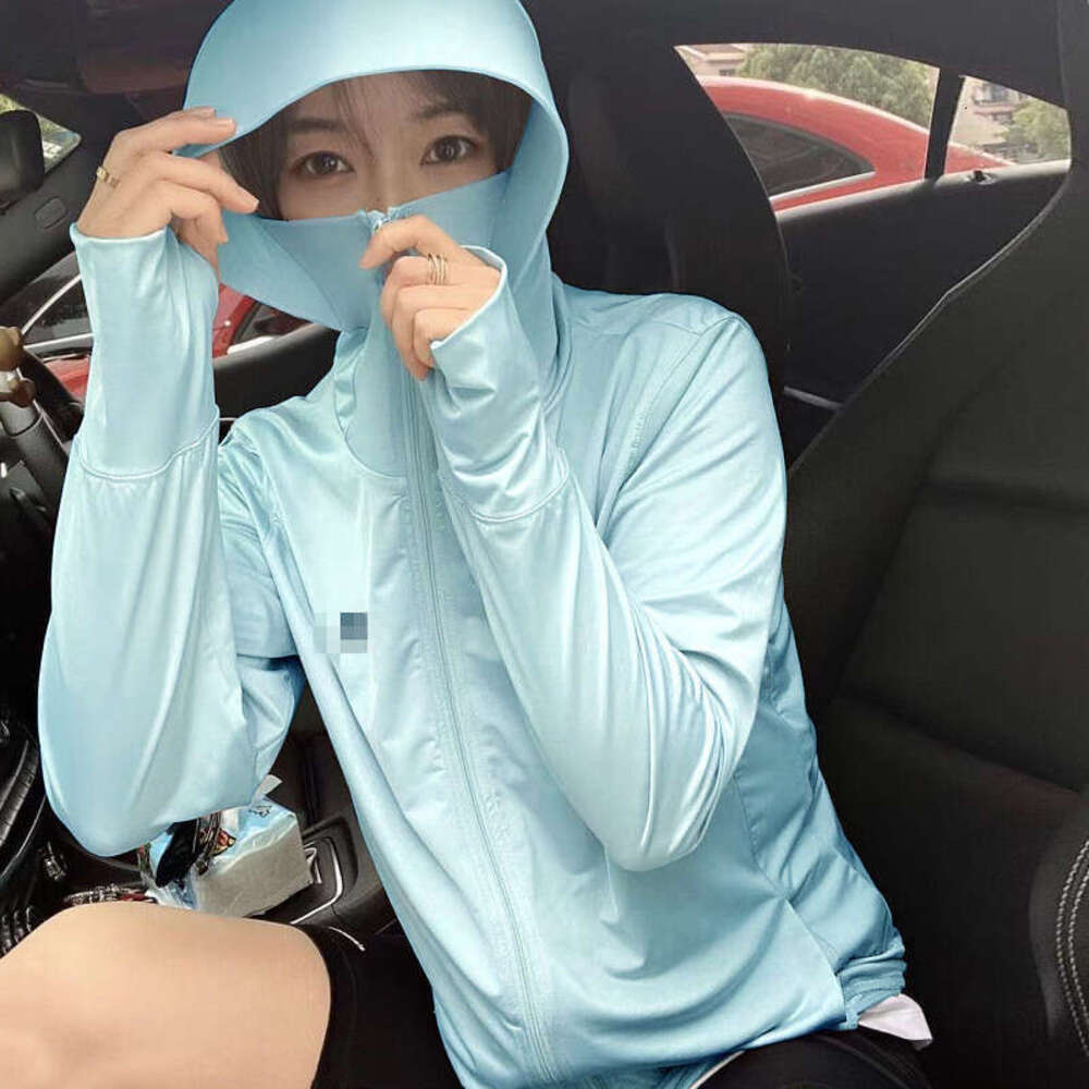 Women's Ice Silk Sun Protection Jacket For Summer, UV Protection, Loose Fit, Hooded Sports Coat E26