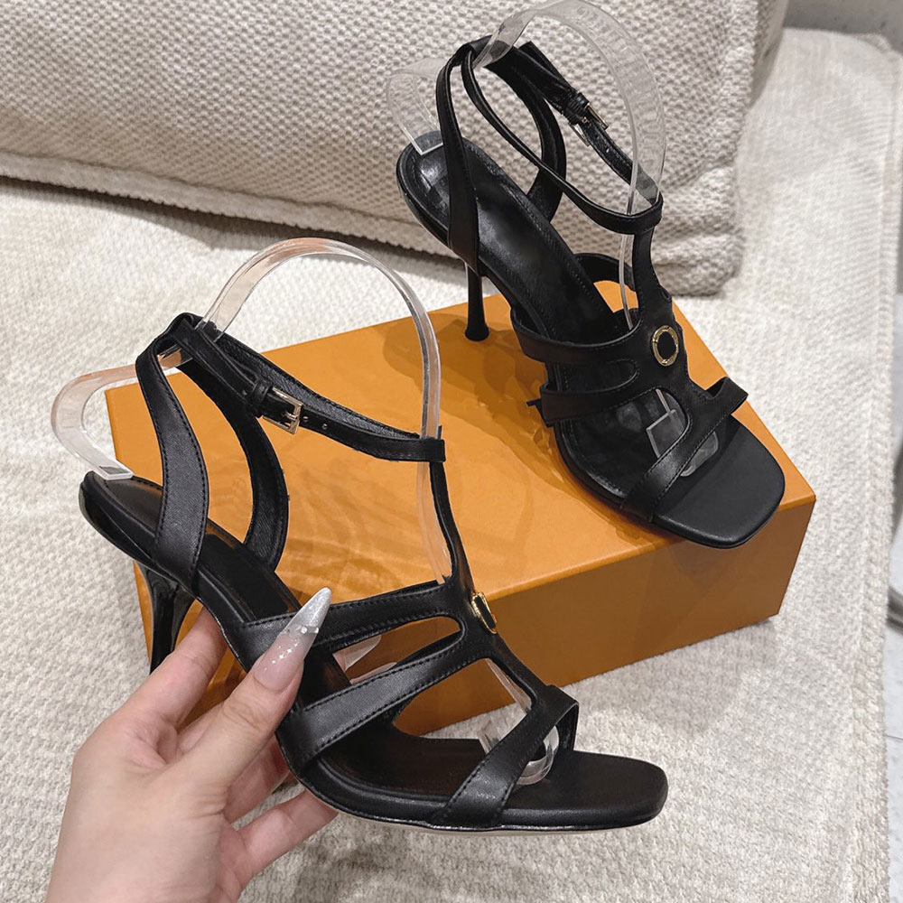 6AM Sandal designer sandals Black Supple Lambskin Sandals 1AK58G fashion summer womens Luxury sandals elegant high heeled sandal Leather outsole Hee