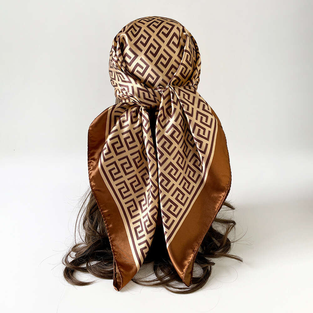 Simple Geometric Print Thin Summer Shawl, European And American Versatile Stylish Faux Silk Square Scarf Laotie Laotie