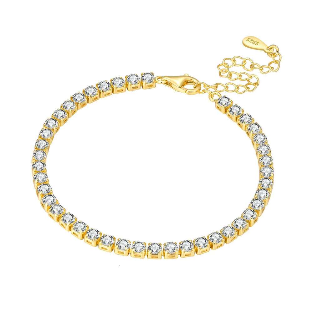 Orstarry S925 Sterling Silver 18K Gold Plated Tennis Original Versatile Bracelet Chain Charms Jewelry Gift