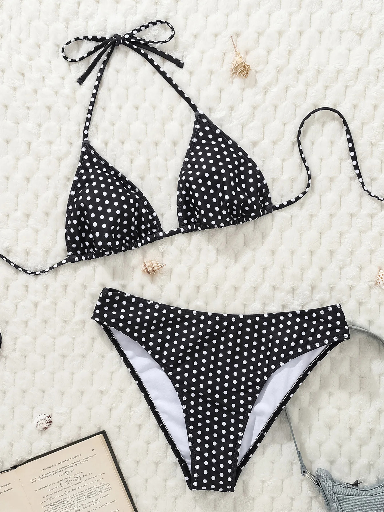 Sexy Black Polka Dot Print Bikini Set Women Halter Push Up Bra High Waist Swimsuit Bathing Suit Vacation Two Piece Swimwear 2026 260604bj