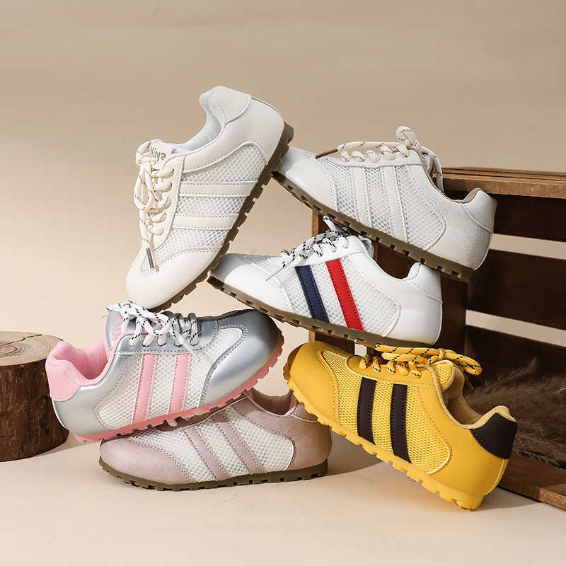 Girls German Training Shoes 2026 Spring and Autumn New Mesh Childrens Shoes Ballet Style Forrest Gump Shoes Soft Non-Slip Sneakers L2606060VO5