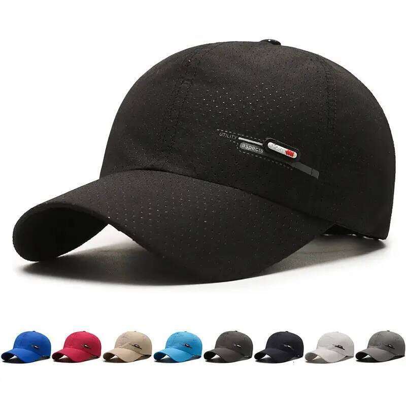 Summer Small Leather Label Quick-dry Baseball Outdoor Sports Running Duck Cap Fashion Trend Simple Hat Men 26Y0606