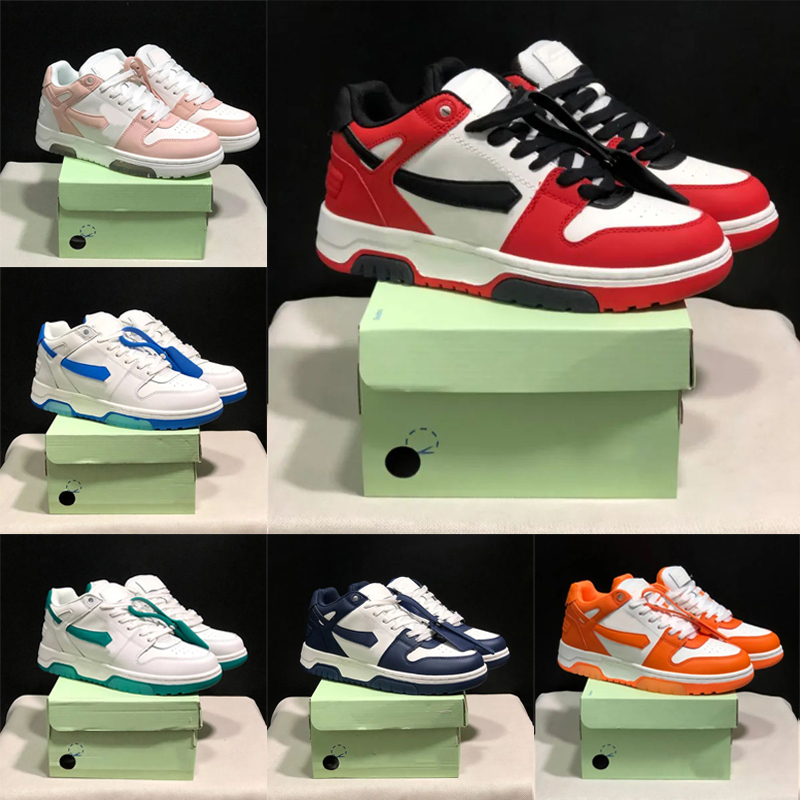 Designer Casual Shoes Out Of Office White Black Grey Olive Green Red Sand Lilac Pink Navy Blue Celadon Men Women Trainers Leather Skateboard Outdoor