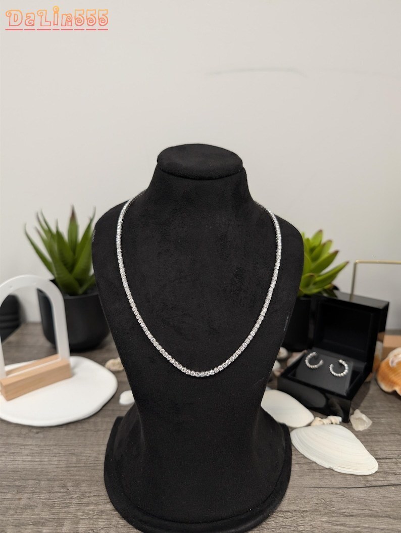 SMON01 D Color VVS Moissanite Tennis Chain 925 Sterling Silver Wholesale 2MM 3MM 4MM Moissanite Necklace