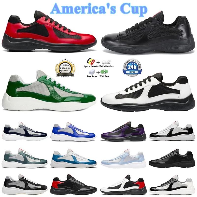 America's cup designer shoes men women luxury design Trigrace sneaker patent Matt leather top quality Size 35-48
