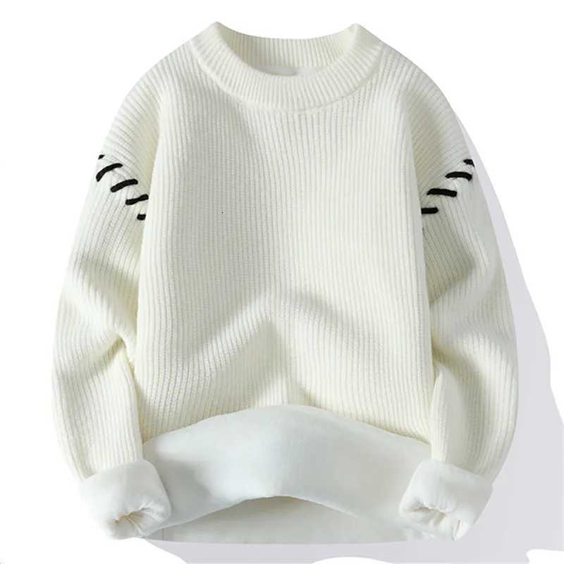 Men Winter Pullovers Fleece Knit Loose O Neck Warm Sweater Mens Fashion Casual Thick Knitted Pullover Sweaters Man Streetwear X260609