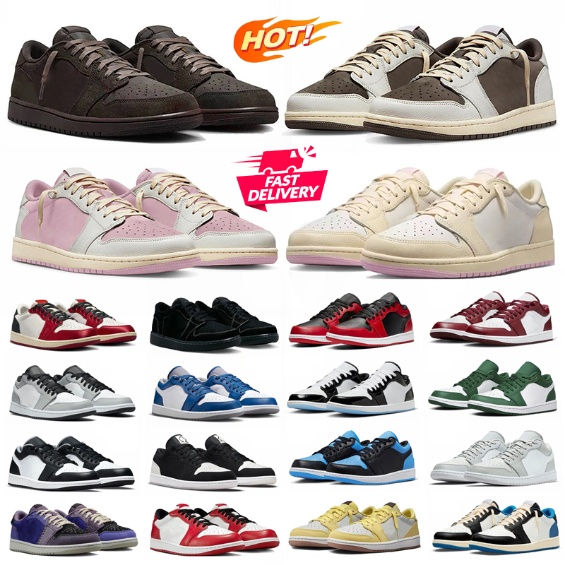 Designer 1 1s Low Basketball Shoes Reverse Mocha Leather rubber Mens Sneakers Sail Military Blue Brown Womens Outdoor Sport Trainers Free shipping