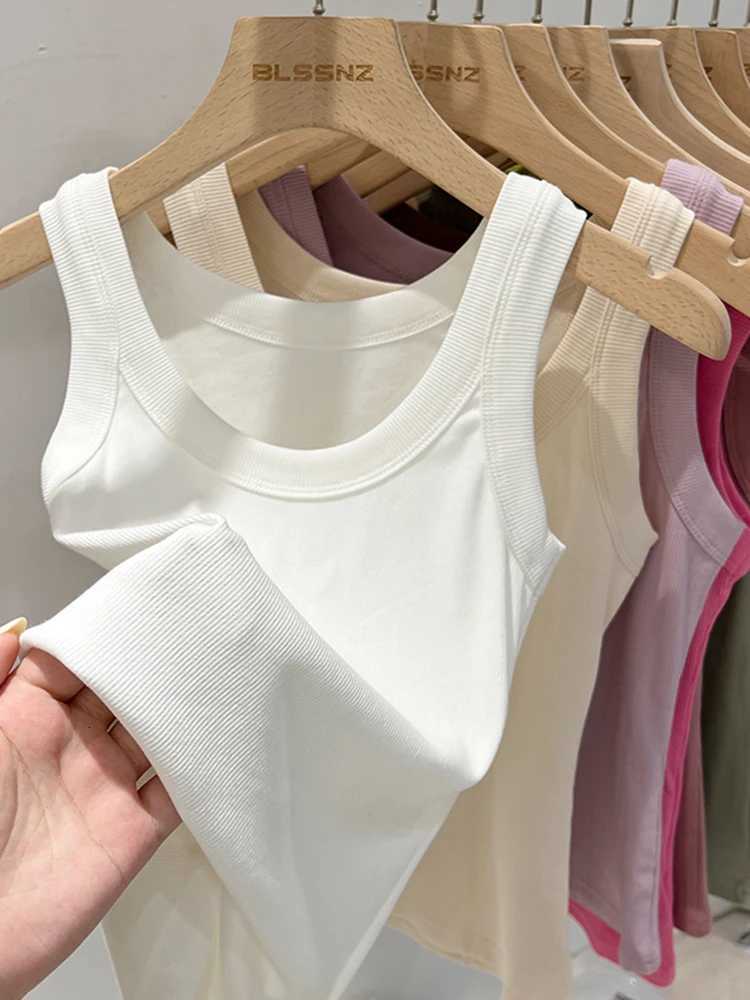 AOSSVIAO Women Solid Round Neck Ribbed Tank Top Camisole Women 2026 Summer Basic Elastic Tank Top O Neck Solid Tank Top J260609