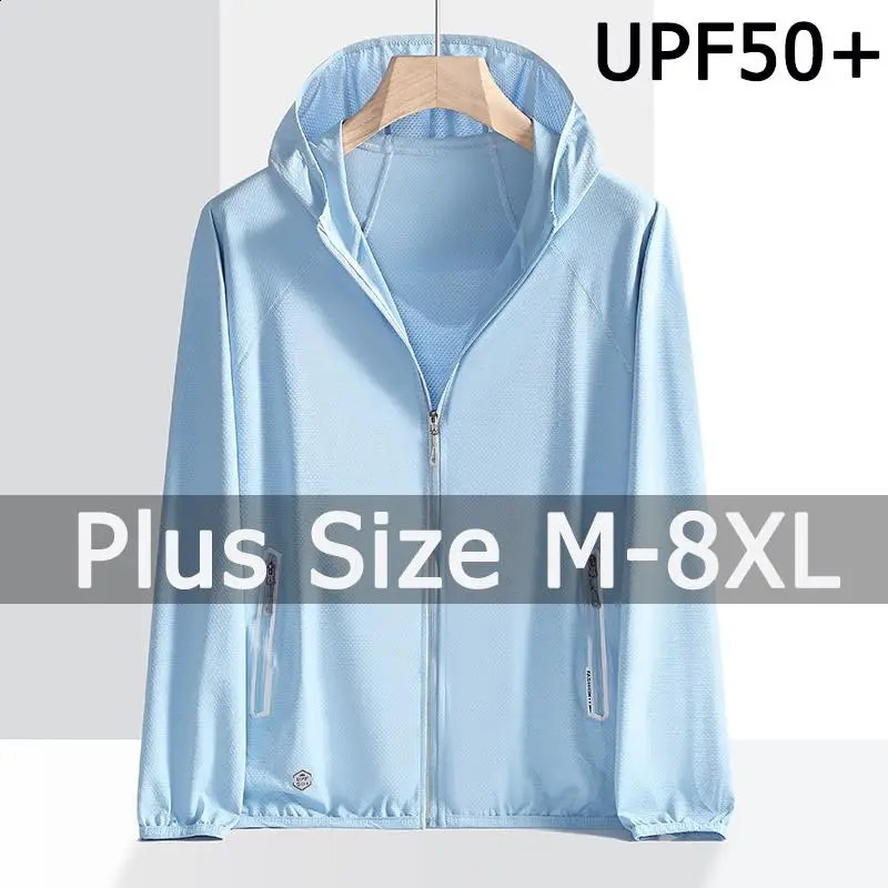 Men Sunscreen Jackets Hooded Quick Dry UPF50 Summer Ice Silk Sun UV Protection Ultra-thin Coat Outdoor Sports Fishing Jackets 260609