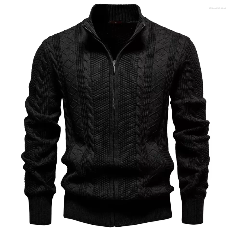 Men's Sweaters Autumn Winter 2026 Fashion Solid Color Simple Basic Casual Trendy Stand Collar Long Sleeve Knitted Sweater Cardigans Male