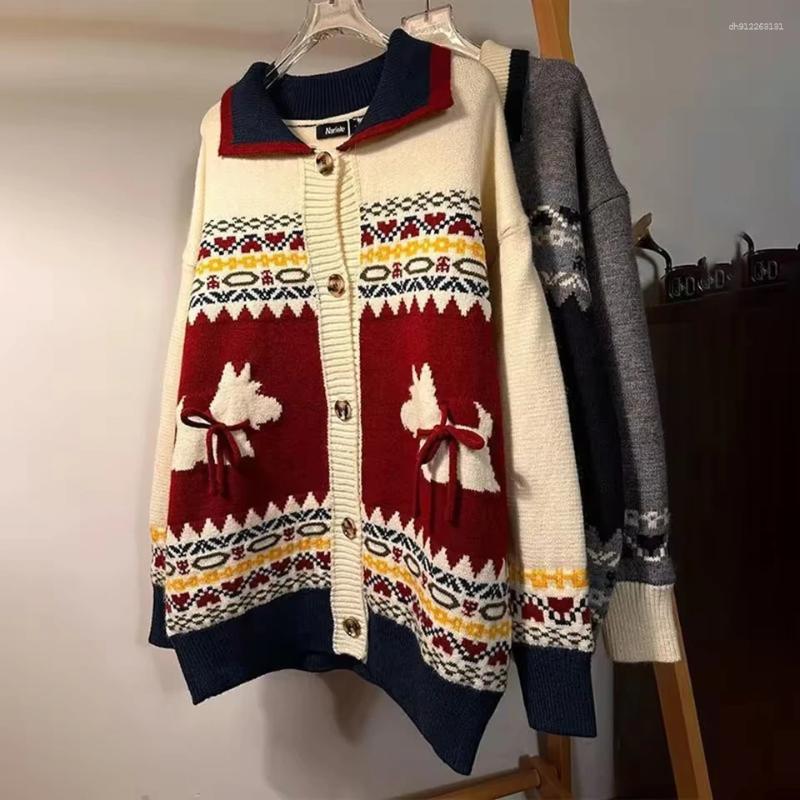 Men's Sweaters Mens Sweater Puppy Dog Bow Collar Novel Design Streetwear Fashion Trend Youth Casual Long Sleeve Top Clothing