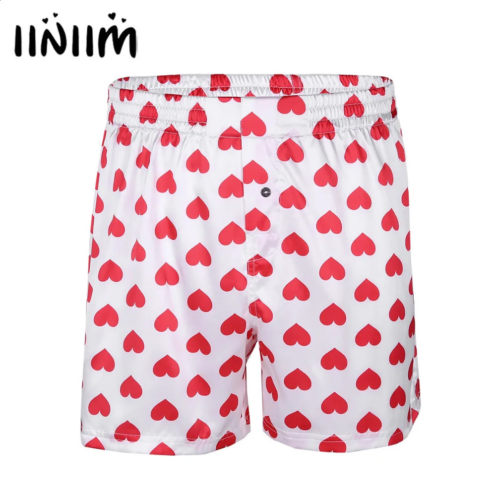 Mens Cute Love Heart Print Classic Soft Boxer Shorts Lightweight Loose Beach Wear Strawberry Board Homme Shorts Sweetpants 260609BJ