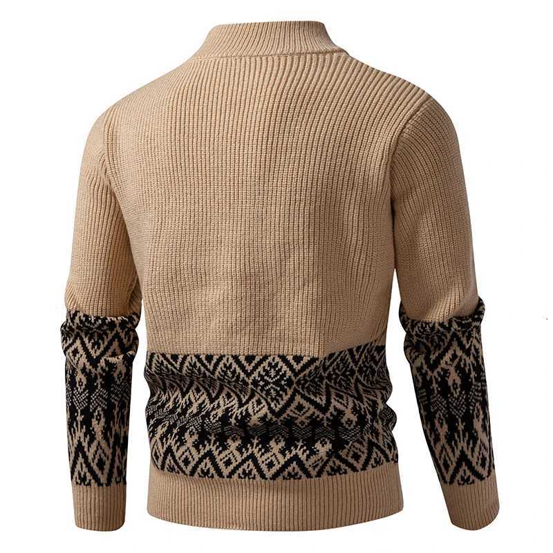 Cardigans Autumn Winter Patchwork Knit Men Fashion Stand Collar Knitted Sweatercoat Mens Breathable Warm Sweater Jacket Outwear X260609