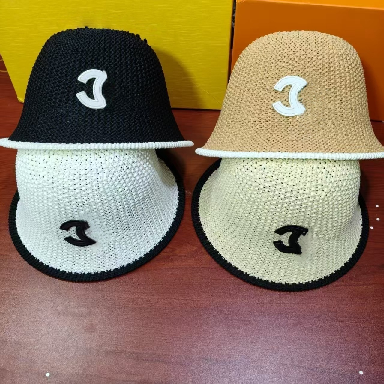 Chapeau de pêcheur tissé de styliste, Version coréenne, canapé élégant et non doux, seau Joker de haute qualité