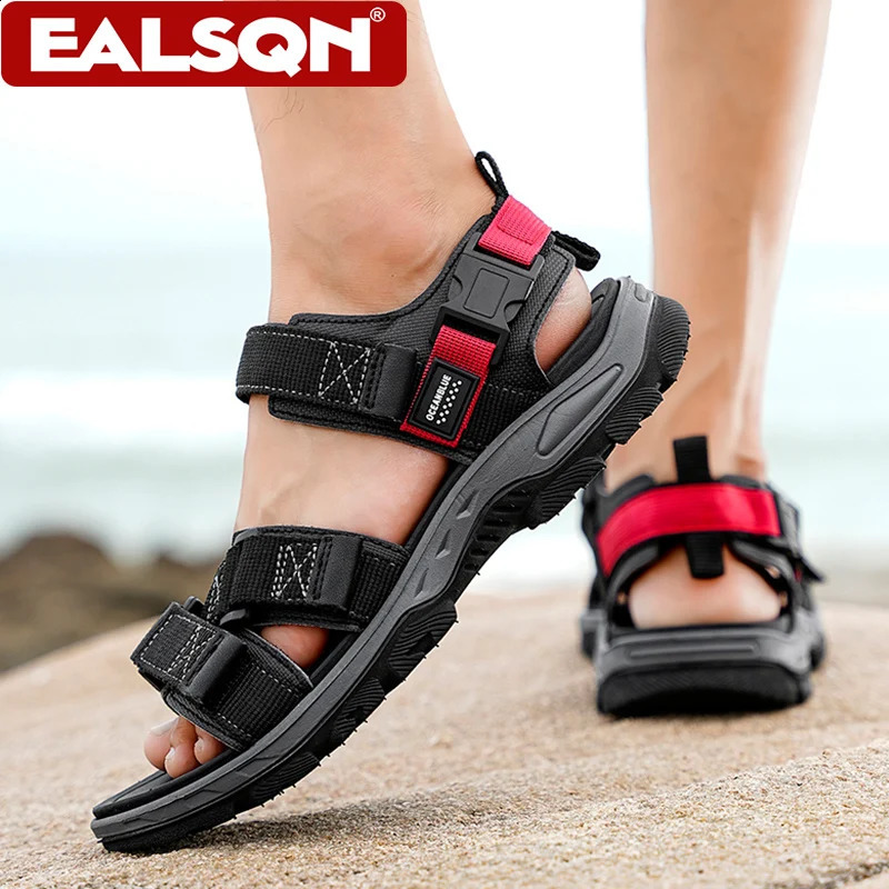 Flat Sandals Summer Mens Breathable Holidays Beach Shoes Open-Toe Outdoor Casual Travel Hiking Sandials 260604