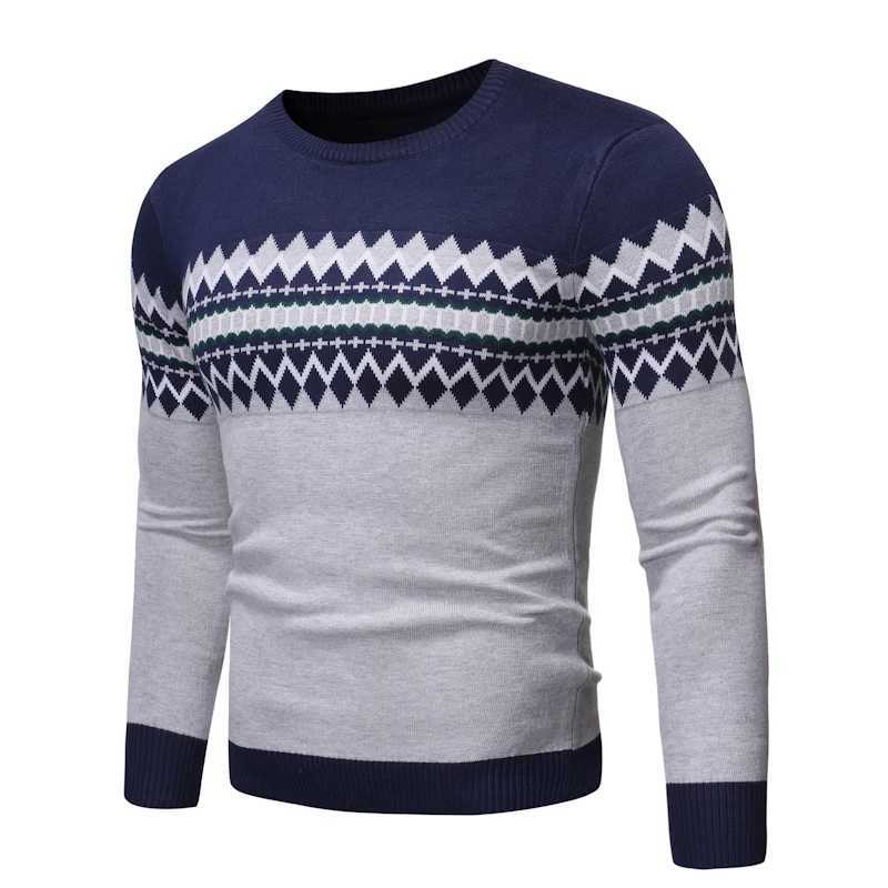 Autumn Winter O-Neck Knit Pullovers Men Fashion Casual Knitted Sweater Slim Fit Knitting Mens Striped Pullover Sweaters Knitwear Q260609