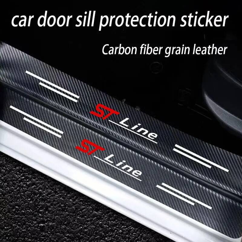 Leather Car Door Sill Plate Protector Stickers for Ford ST-line Focus 2 3 Mondeo Ecosport Kuga Mk4 Fiesta Mk3 Accessories ddmynov