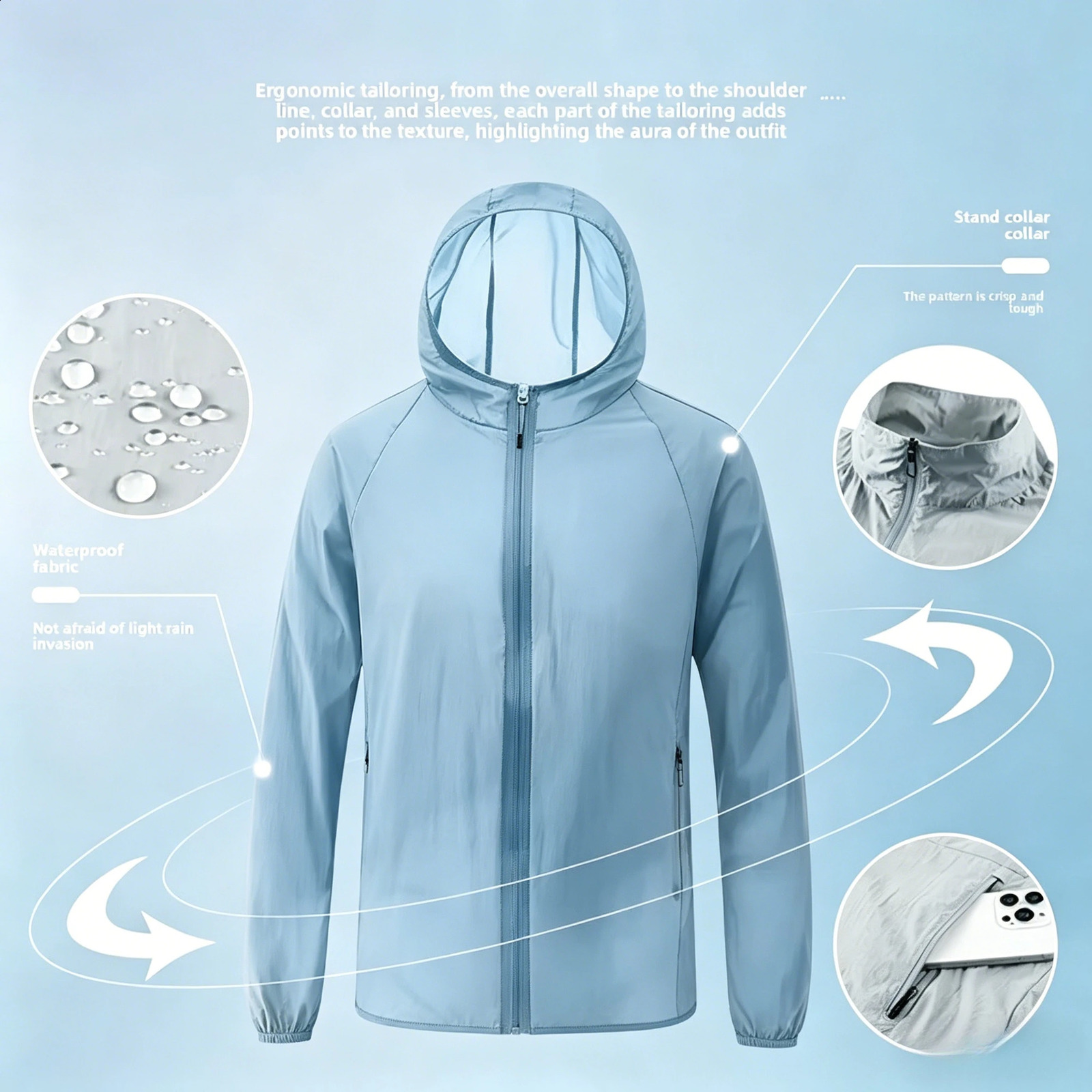 Men Summer Thin Sun Protection Jacket Outdoor Zipper Hooded Loose Casual Outerwear UVproof Breathable Quick Dry Cycling Coats 260609