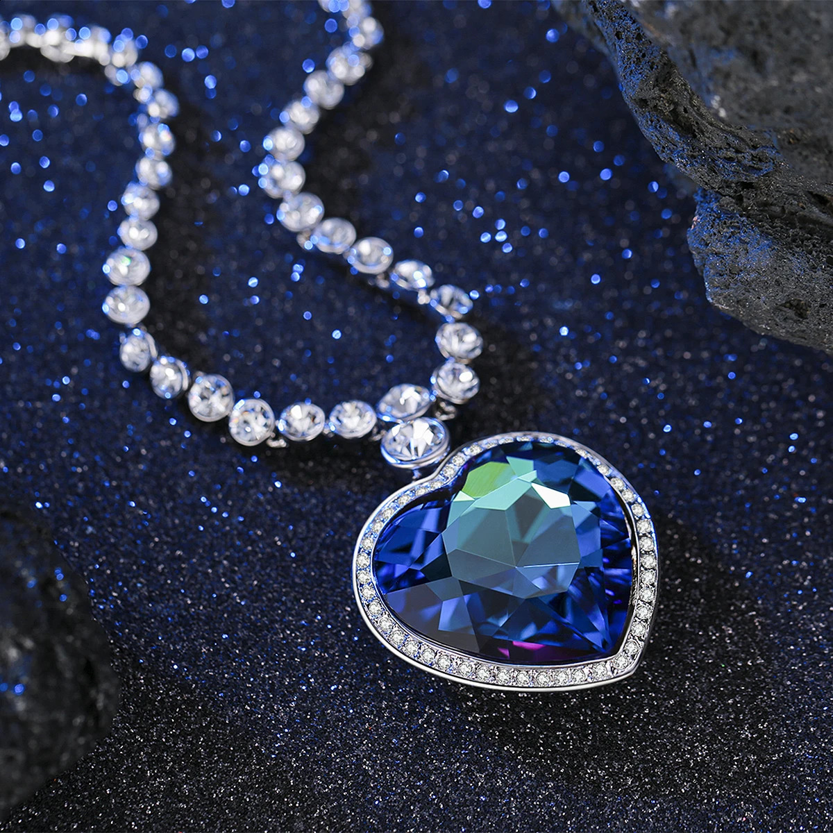 y Heart of the Ocean Necklace for Her Titanic Inspired Blue Crystal Pendant Gold Rhodium Plated Valentines Day Gift 260608