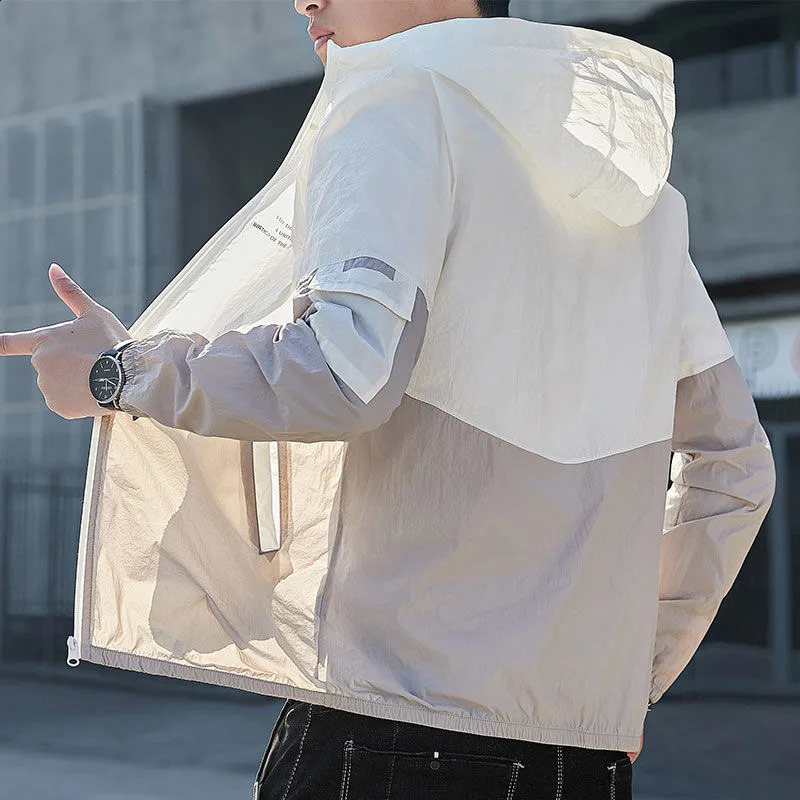 Summer Hooded Jacket Men Women Waterproof Sun Protection Clothing Fishing Hunting Clothes Quick Dry Skin Patchwork Windbreaker 260609