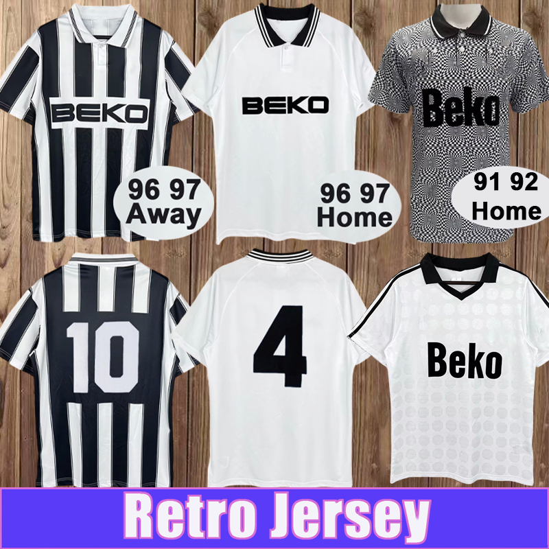 91 97 Besiktas Mens Retro Soccer Jerseys Orhan Kaynak Sertan Eser Serdar Topraktepe Home Away Football Shirts