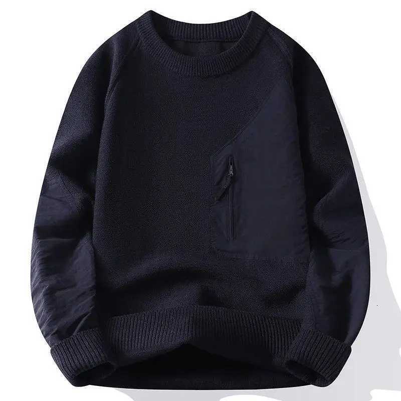 Sweater Autumn Winter Mens Knitted O-Neck Patchwork Knit Pullovers Men Sports Casual Pullover Sweaters Fashion Loose Knitwear X260609